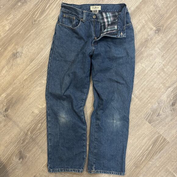 Vintage LL Bean Flannel Lined Blue Jeans Womens 10 Petite Outdoor Grunge 90s - Picture 7 of 10